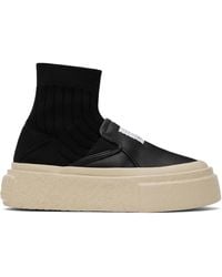 MM6 by Maison Margiela - Leather Knit Sock Platform Sneakers - Lyst