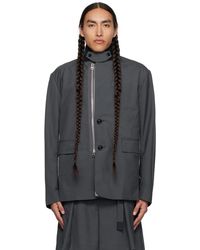 Sacai - Gray Suiting Jacket - Lyst