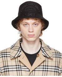 Burberry - Chapeau bob noir en coton à écusson à logo - Lyst