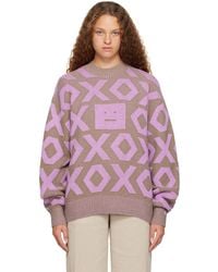 Acne Studios - Beige & Purple Jacquard Sweater - Lyst