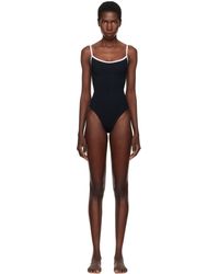 Hunza G - Maillot De Bain Pamela Noir À Garniture Contrastante Blanche - Lyst