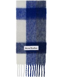 Acne Studios - Écharpe bleu et blanc en mohair à carreaux - Lyst