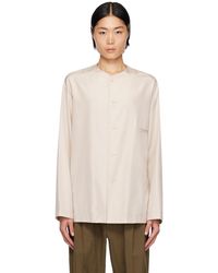 Lemaire - Off-white Collarless Shirt - Lyst