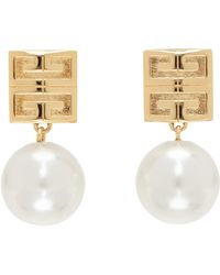 Givenchy - Gold & White 4g Earrings - Lyst