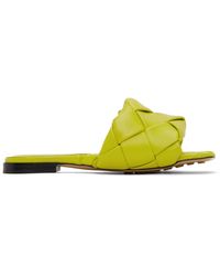 Bottega Veneta - Green Intreccio Lido Flat Sandals - Lyst