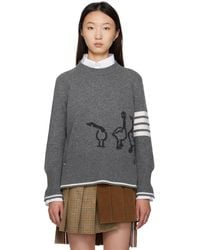 Thom Browne - グレー Geese 4-Bar ファインメリノ インターシャ プルオーバー - Lyst