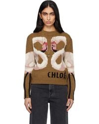 Chloé - Crew-Neck Logo Wool Knit Sweater - Lyst