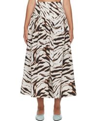 Ganni - Off- & Zebra Cotton Maxi Skirt - Lyst