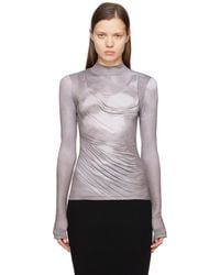 Balmain - T-Shirt Drapé Gris À Imprimé Trompe L'Œil - Lyst
