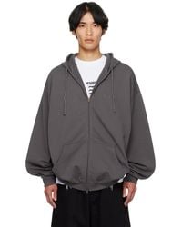 Vetements - Pull À Capuche Surdimensionné Gris À Glissière Et À Logo De Style Boxe - Lyst
