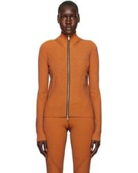 Dion Lee - Orange Angled Rib Zip-up Sweater - Lyst