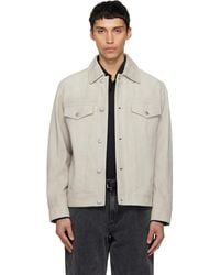 BOSS - Taupe Goatskin Suede Jacket - Lyst