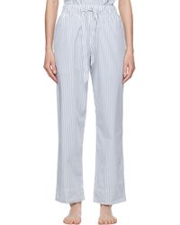 Tekla - Pantalon de pyjama bleu et blanc à cordon coulissant - Lyst