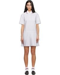 Thom Browne - Pleated Polo 4 Bar Stripe Poplin Minidress - Lyst