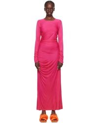 MSGM - Pink Gathererd Maxi Dress - Lyst