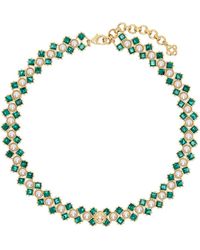 Casablancabrand - Collier doré et vert à ornements facettés et à perles - Lyst