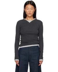 St. Agni - Organic Cotton V Neck Long Sleeve T-Shirt - Lyst