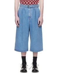 Dries Van Noten - Pleated Denim Shorts - Lyst