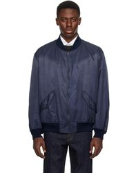 Kaptain Sunshine - Blouson Aviateur Bleu Marine En Satinette De Coton Faite Aux Usa - Lyst