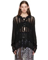 Bode - Black Crochet Fringe Shirt - Lyst