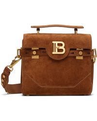 Balmain - Tan Suede B-buzz 23 Bag - Lyst