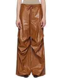 MM6 by Maison Margiela - Draped Faux-Leather Trousers - Lyst