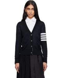 Thom Browne - Merino Wool 4-Bar Relaxed Fit V-Neck Cardigan - Lyst