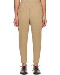 Homme Plissé Issey Miyake - Homme Plissé Issey Miyake Beige Monthly Color February Trousers - Lyst