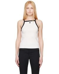 Courreges - Débardeur blanc et noir à bretelle à boucle à ardillon - Lyst