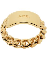 A.P.C. - . Gold Darwin Ring - Lyst