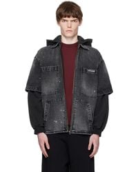 we11done - Faded Layered Hoodie Denim Jacket - Lyst