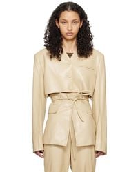 Nanushka - Beige Maida Vegan Leather Blazer - Lyst