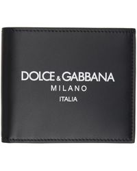 Dolce & Gabbana - Portefeuille noir en cuir de veau à logo - Lyst