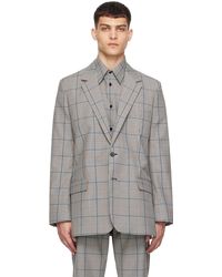 Marni - Veston gris à carreaux - Lyst