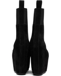 Rick Owens Porterville Grilled Wedge Beatle Chelsea Boots in Black