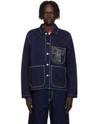 Acne Studios - Blouson Bleu En Denim À Image Brodée - Lyst