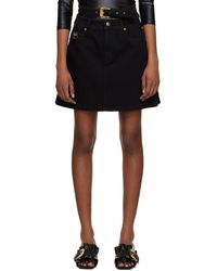 Versace Jeans Couture - Black Baroque Buckle Denim Miniskirt - Lyst