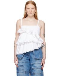 MSGM - White Ruffled Camisole - Lyst