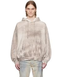 Feng Chen Wang - グレー Sandwashed Ripped フーディ - Lyst