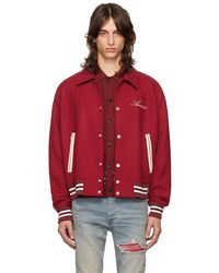 Amiri - Blouson Aviateur Rouge À Appliqués D'Os - Lyst