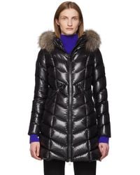 Moncler Black Down And Fur Fulmarus Coat