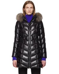 Moncler Black Down And Fur Fulmarus Coat