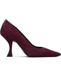 BY FAR - Burgundy Viva Suede Heels - Lyst