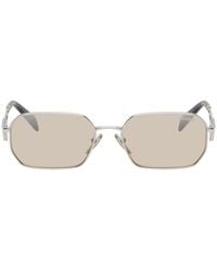 Prada - Silver Triangle Logo Sunglasses - Lyst