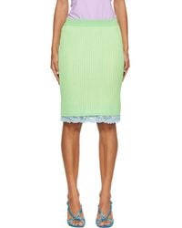 Versace - Lace-Trim Viscose-Blend Ribbed Knit Midi Skirt - Lyst