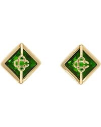 Casablancabrand - Boucles d'oreilles vert et doré à ornement facetté à monogramme - Lyst