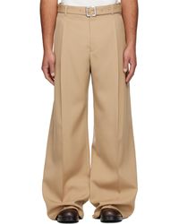 Jil Sander - Wool Gabardine Belted Trousers - Lyst