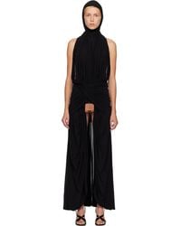 Jean Paul Gaultier - Stretch Viscose Balaclava Leather Tag Maxi Dress - Lyst