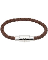 Ferragamo - Bracelet brun en cuir tressé - Lyst