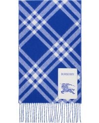 Burberry - Écharpe Bleu Et Blanc En Cachemire À Carreaux - Lyst